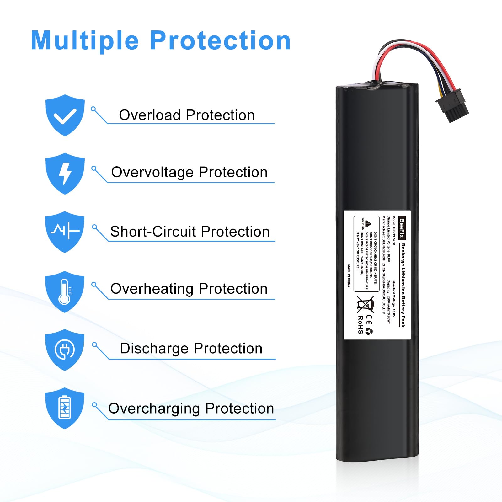Batteria di ricambio da 5200 mAh per robot aspirapolvere Neato Robotics Connected D3, D5, D7, ad alta capacità Robotic Vacuum 14,4 V agli ioni di litio 945-0225