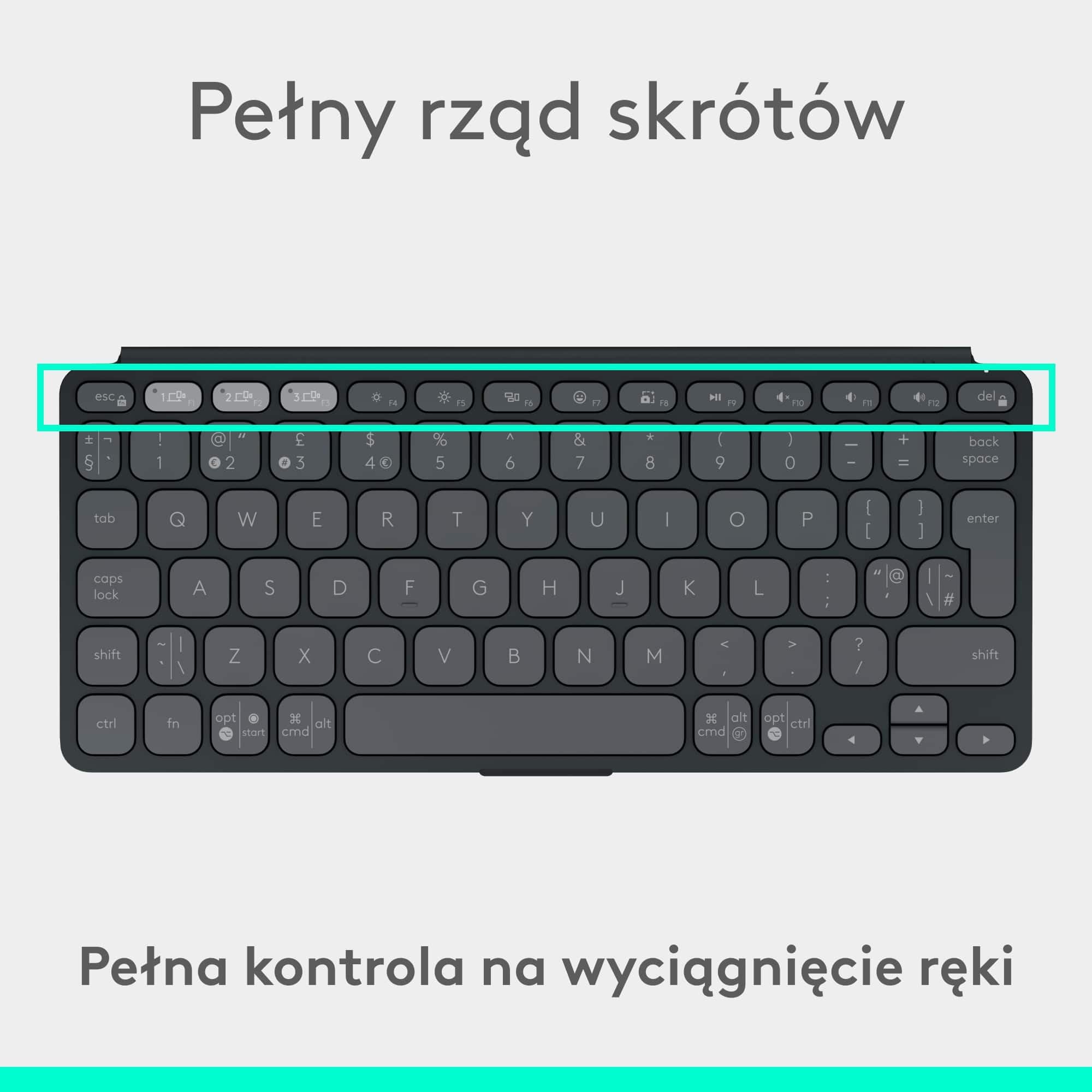 Logitech Keys-To-Go 2, przenośna klawiatura Bluetooth do tabletu z wbudowaną osłoną, smukła, bezprzewodowa do systemów Windows, Android, Linux, iPad, iPhone, Mac, Apple TV, QWERTY US INT'L - Grafit