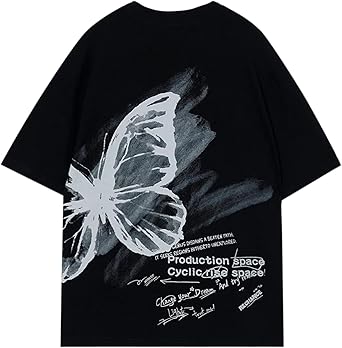 Vamtac Butterfly Graphic Tees Men Y2K Oversized Vintage T Shirts Loose Streetwear Short Sleeves Summer Tops