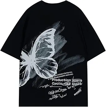 Vamtac Butterfly Graphic Tees Men Y2K Oversized Vintage T Shirts Loose Streetwear Short Sleeves Summer Tops