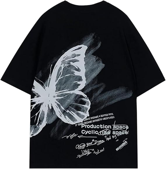 Vamtac Butterfly Graphic Tees Men Y2K Oversized Vintage T Shirts Loose Streetwear Short Sleeves Summer Tops