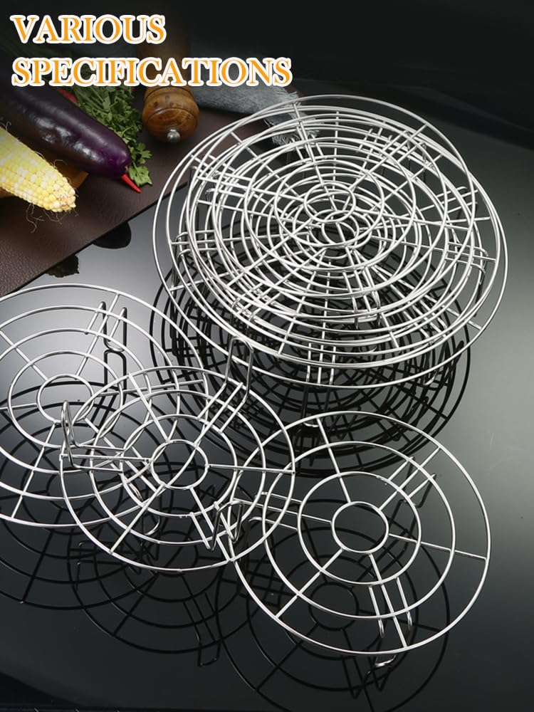 Rundes Kühlgitter zum Dämpfen, 2 Stück, Durchmesser 18 cm, robustes Edelstahl-Dampfgarer-Gestell, Grillrost, Einmachrost, Kühlgitter zum Backen, Konserven, Kochen (Höhe 4,6 cm und 7,1 cm, 18