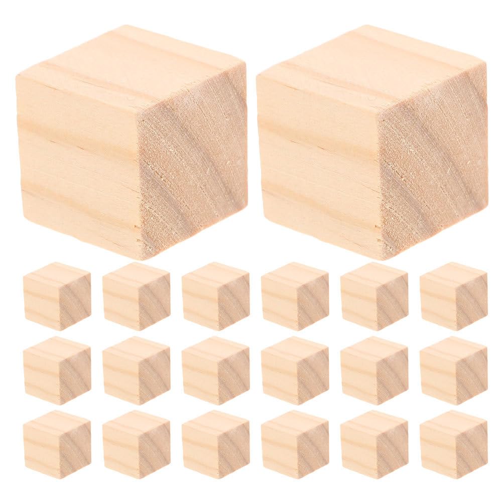 DOITOOL 20pezzi Cubi di Legno Quadrati Piccoli Blocchi di Costruzione Cubetti di Legno Impilabili di Cubi Giocattolo per Ragazzo Ragazza per Attività Educative Creatività