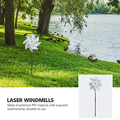 HANABASS 3 Pcs Pinwheels Reflexivos Com Estacas Extra Sparkly Pin Roda Aparelhos de Pássaros Destese
