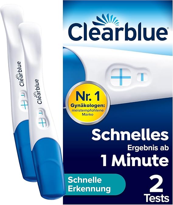 Clearblue Clearblue Test de Grossesse Détection Rapide, Résultat en 1 Minute, Lot de 2