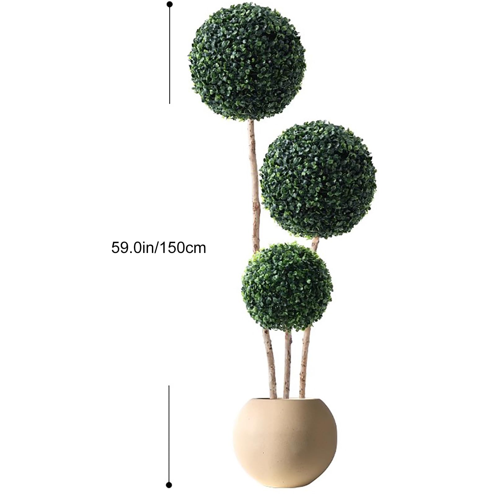 Albero Artificiale Decorativo, Albero Topiario a Forma di Palla di Bosso in Vaso, Pianta Finta per Decorazioni Interne/Esterne, Verde Scuro(Medium)
