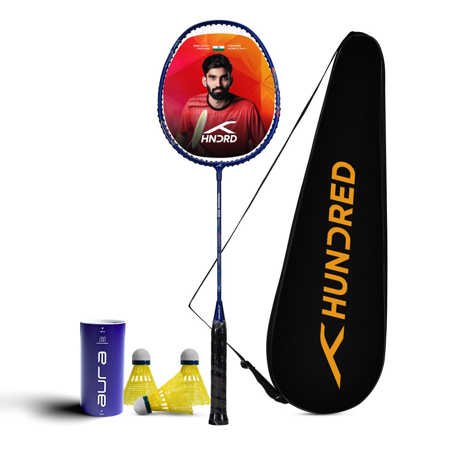 Powertek 200 with Full Cover with 3pc Aura Nylon Shuttlecocks