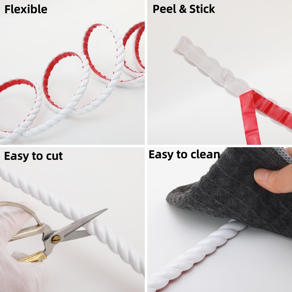 Taaizau Listello Da Parete Rimovibile E Incollabile, Striscia Flessibile Per Cornici Di Specchi, Bordi Da Parete 3D, Armadi, Cornici E Decorazioni Fai Da Te Per La Casa (5 M X 15 Mm