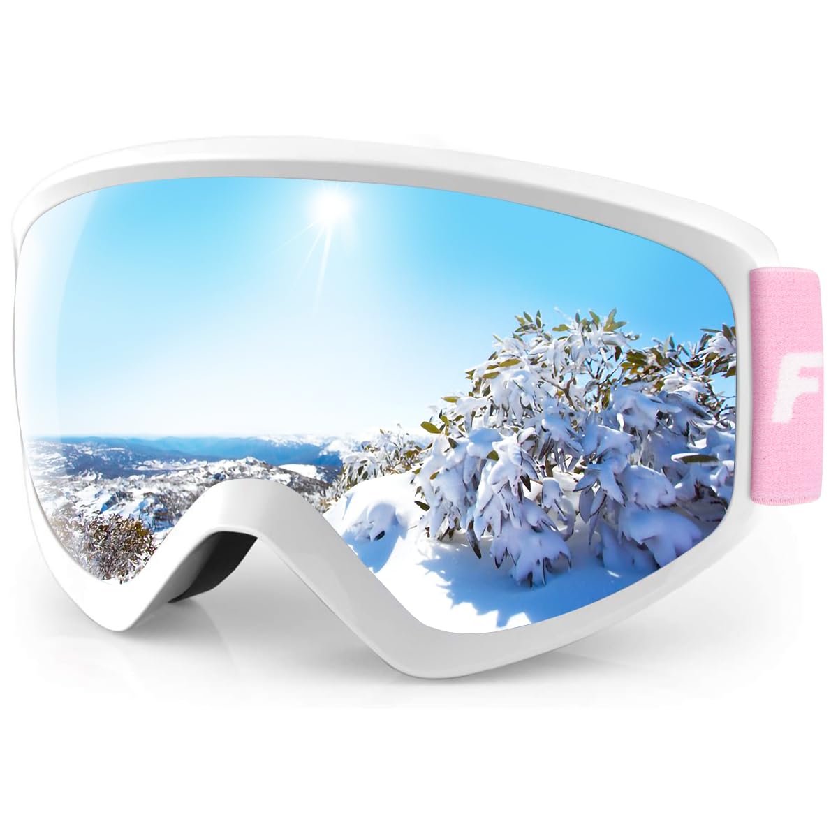 Findway Kids Ski Goggles,Skiing Goggles Snow for Boys Girls Childrens Junior Childs,OTG Over Glasses Anti Fog,100% UV Protection,Helmet Compatible,Silver/Light Pink — image 1