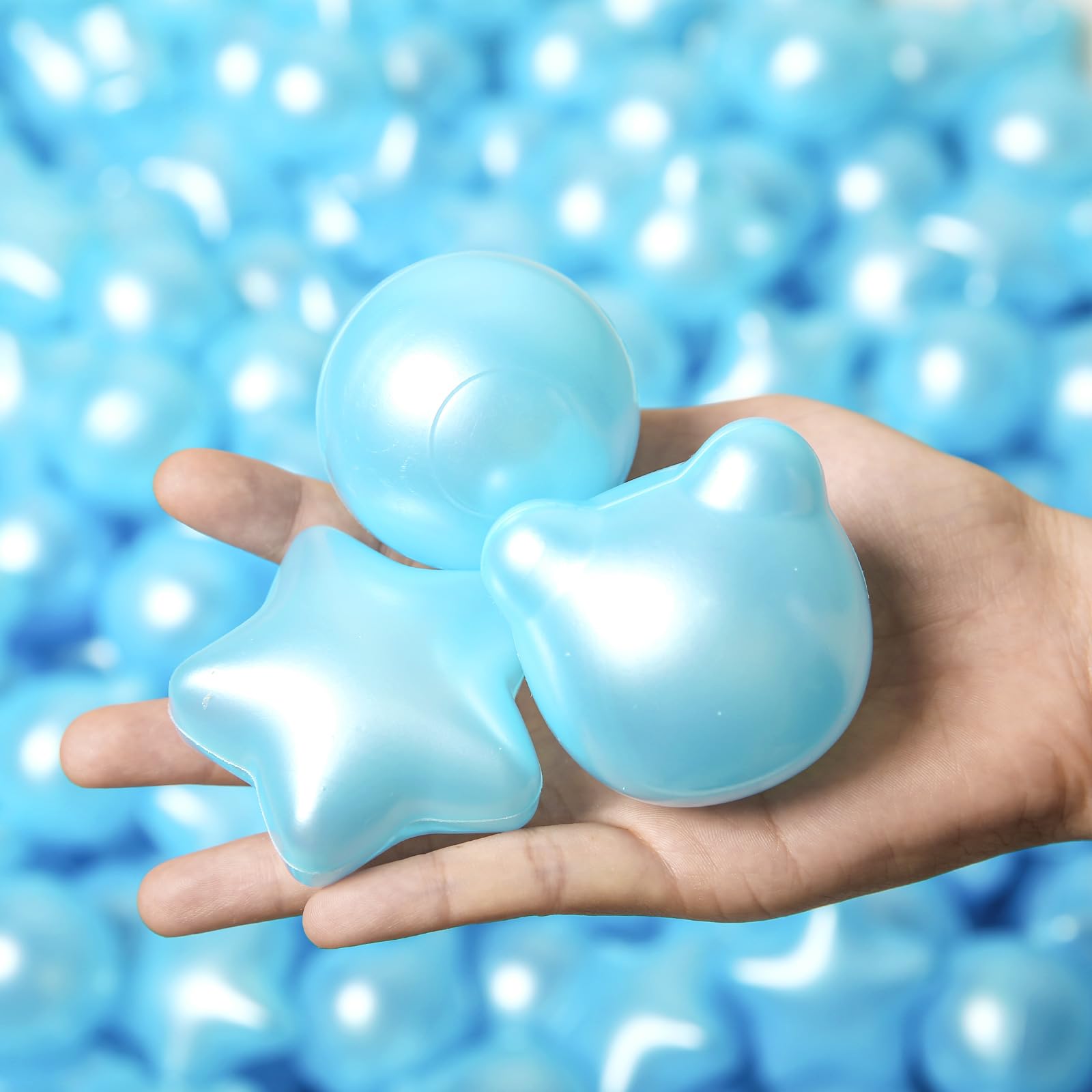 TRENDPLAY 3 Shapes Ball Pit Balls for Toddlers - Safe Non-Toxic Crush Proof - Pack of 100 - Create a Colorful Playtime