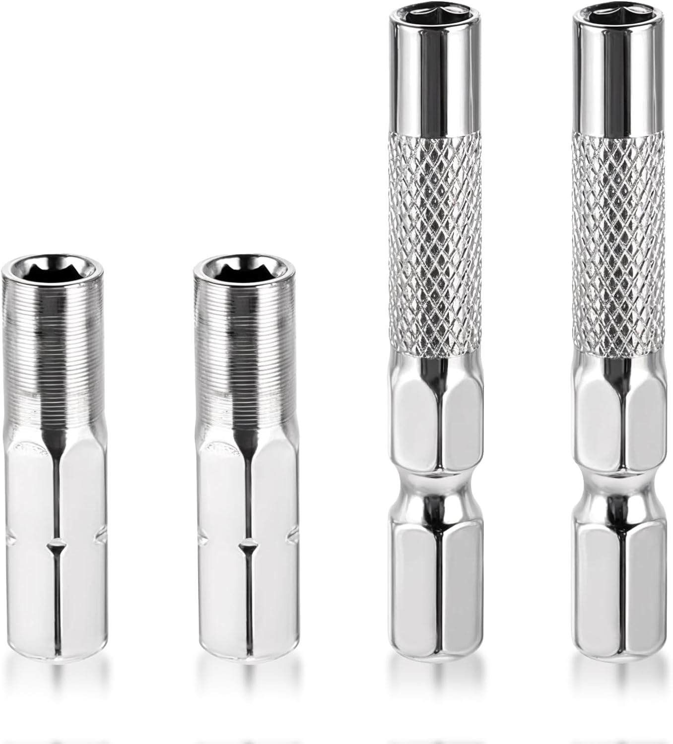 4 Pcs 1/4 to 4mm Bit Adapter, 2 Pieces 1/4 to 4mm Hex Adapter Magnetic and 2 Pieces Drill Extension Micro Bit Holder for Sockets and Precision Bits Set Screwdriver Converter
