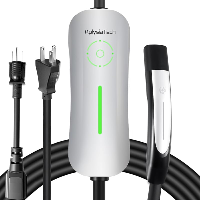 Carregador portátil para veículos elétricos Tesla Level 1 e 2, 16 A, 120/240 V, conector NACS, cabo de 6,4 m, NEMA 6-20 com adaptador NEMA 5-15 AplysiaTech