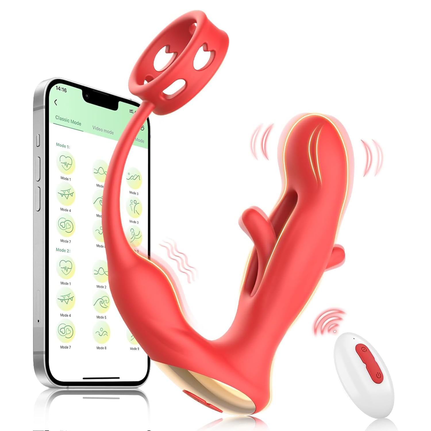 Prostate Massager with 9 Slapping and 9 Vibration Modes/Remote Control and APP Control, U-Spot/G-Spot Stimulation Masturbator, Adult Couple Sex Toys