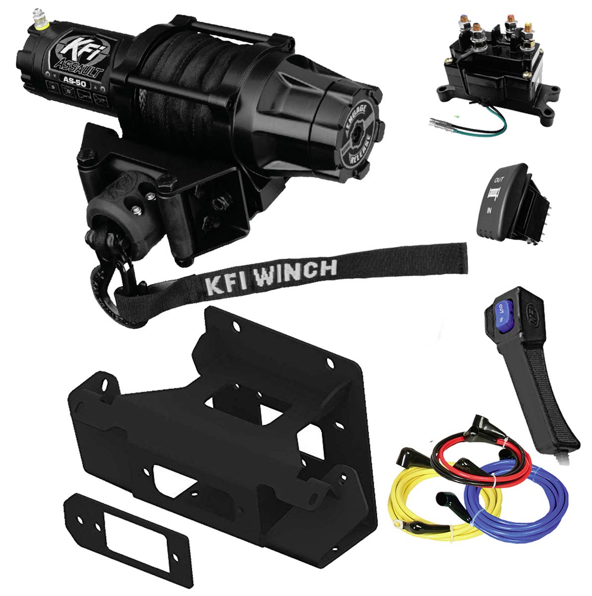 KFI Combo Kit - AS-50 5000lb Assault Winch, 101520 Mount Bracket, Wiring, Switches, Remote - Compatible/Replacement for Can-Am Maverick X3 & X3 Max