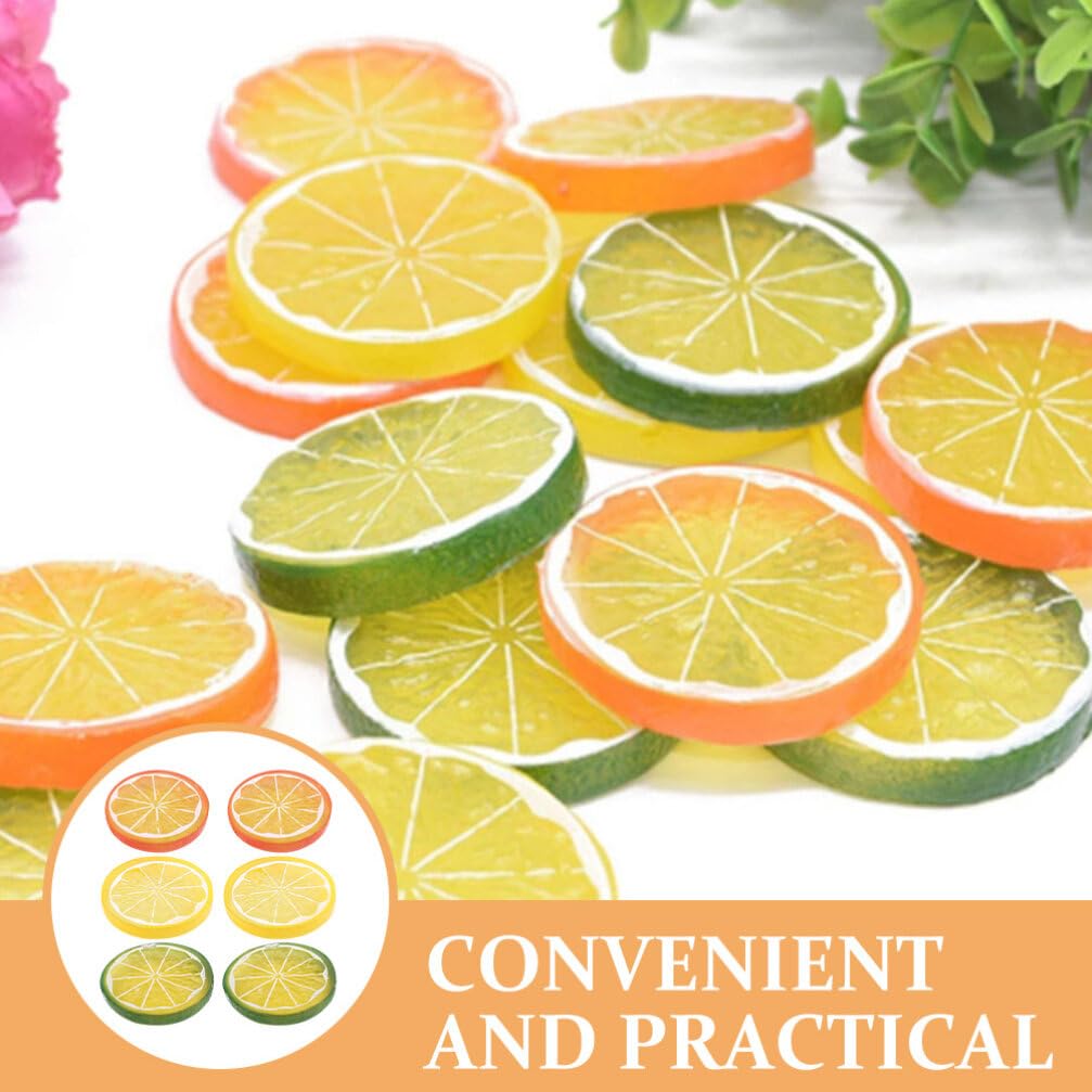PRETYZOOM 24pcs Fake Lemon Slices: Artificial Fake Lemon Slices Props, Simulation Lemon Fruits Model for Summer Lemonade Party Decoration