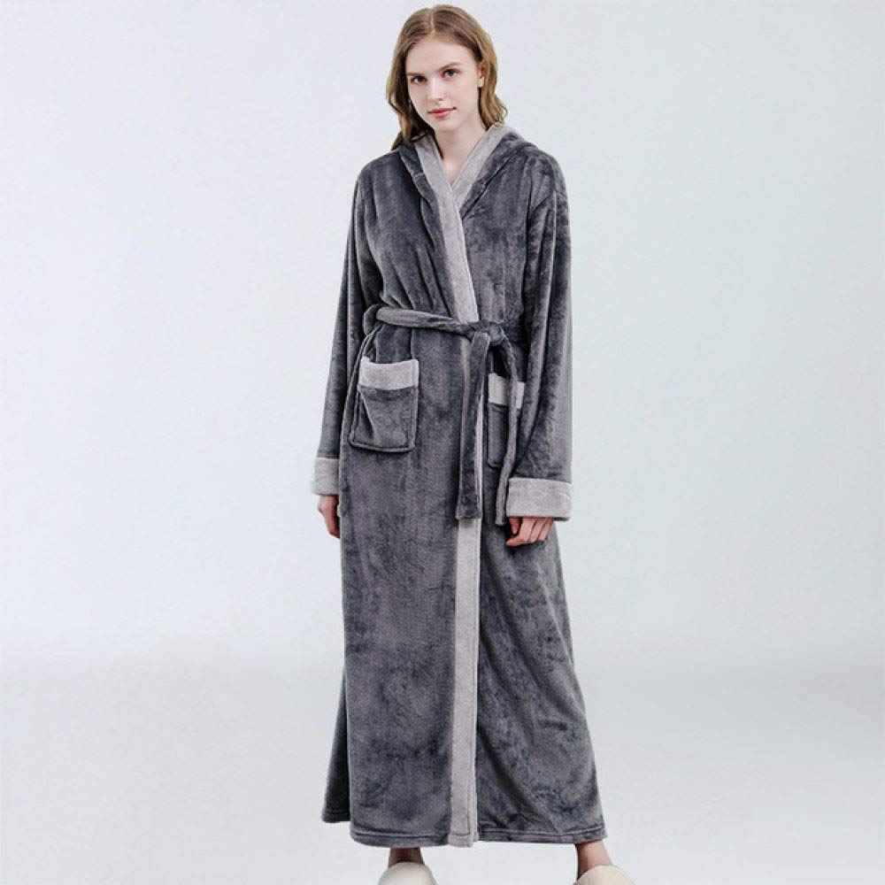 SDCVRE Winter Nightgown Pajamas,Winter Nightgown Plus Size Bathrobe Hood Contrast Color Ladies Homewear Nightgown Sleepwear Home Clothes for Women Pyjama Femme,shenhui,XXL