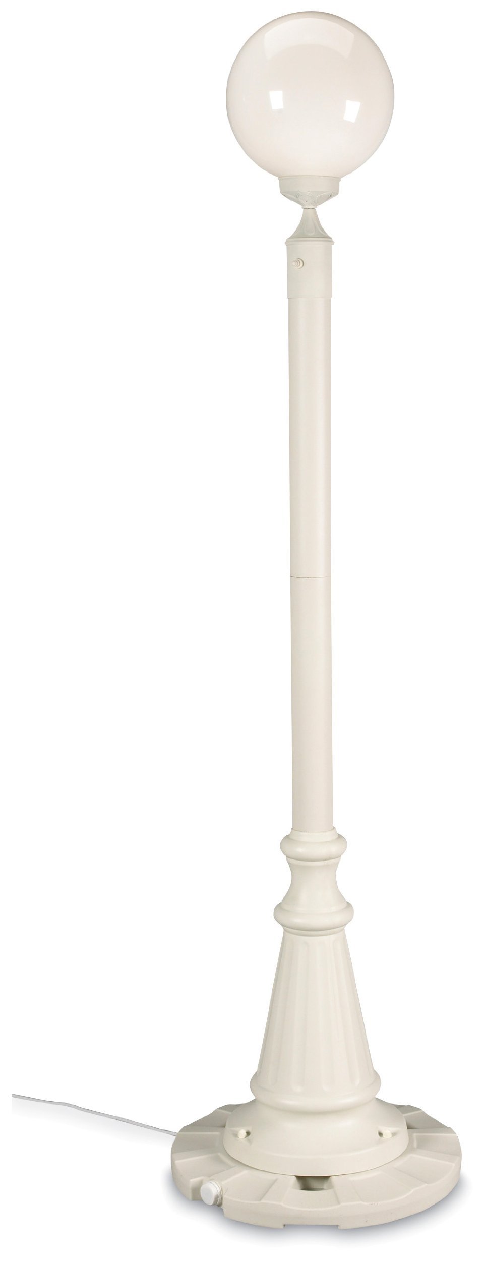 Patio Living Concepts 00331-PLC, 85" H, European Single White Globe Plug-in Outdoor Lantern Patio, Weather Resistant, Aluminum, Lamp, inch