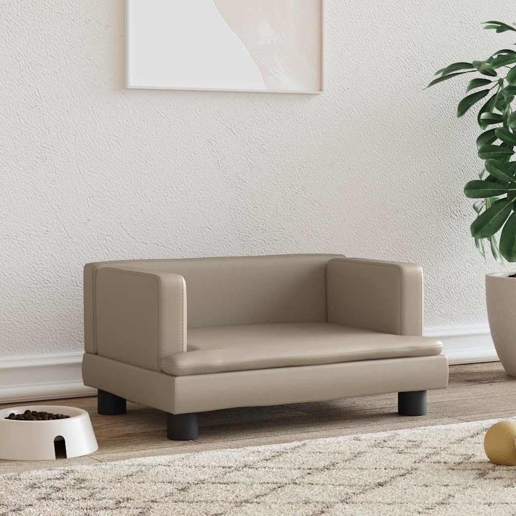 Cuccia per cani, 60 x 40 x 30 cm, in ecopelle con morbida schiuma, fondo antiscivolo, comodo cuscino delicato sulle articolazioni, per cuccioli, anziani, marrone cappuccino