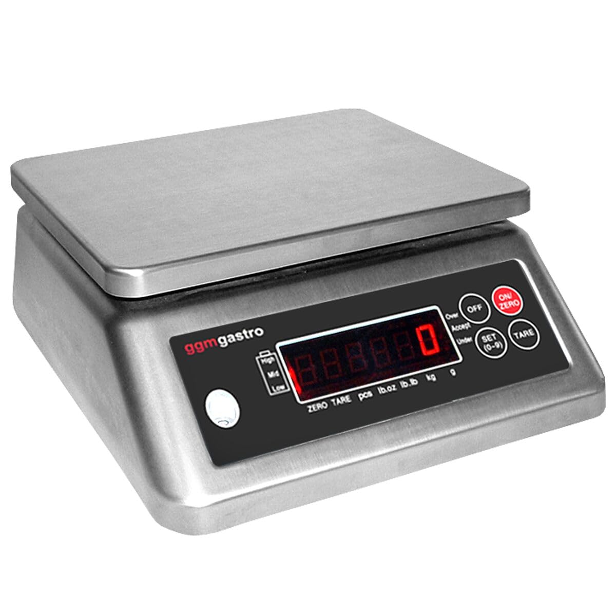 GGM Gastro | WG3-B | Digitale Küchenwaage bis 3 kg - Teilung: 0,2 Gramm - Wiegefläche: 225x190mm