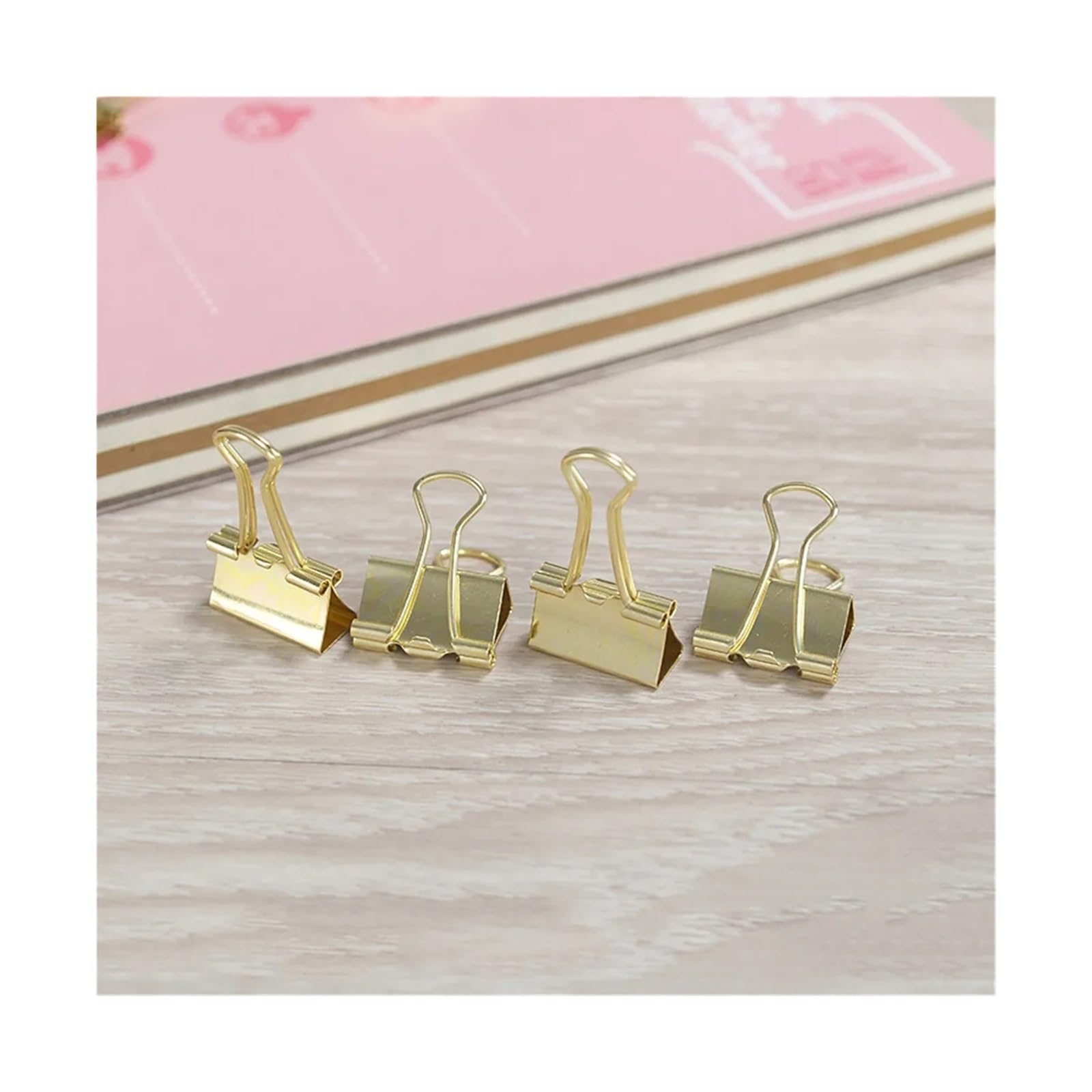 Foldback Klammern 100 Stück goldene Papierklammern aus Metall | Papierbinderklammer, Büroklammern, Mini-Binderklammern for Büro, Zuhause, Schule, Unternehmen(25mm)