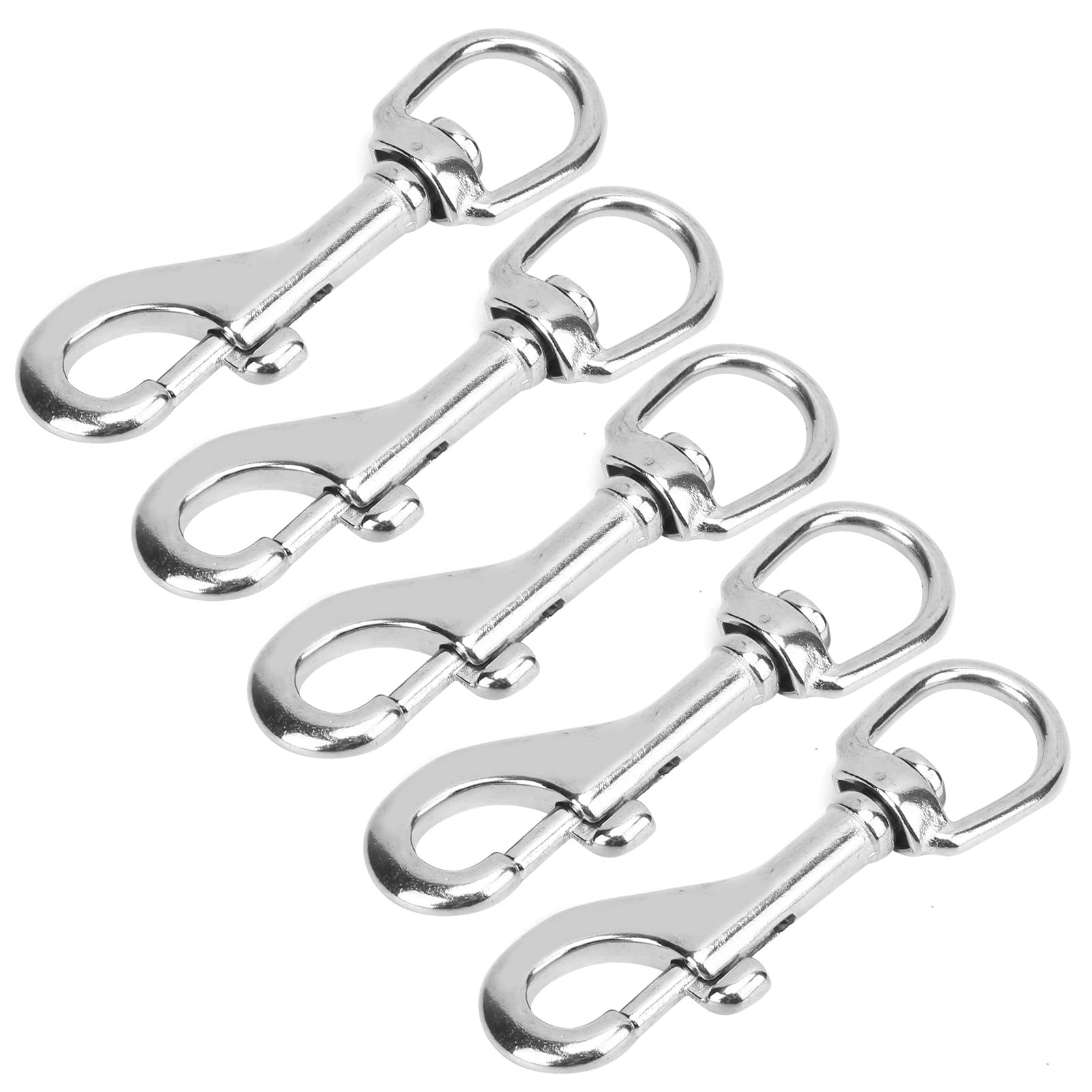 Stainless Steel Spring Snap Hook Double Ended Diving Hook for Marine Hardware and Outdoor Activities Made of High Quality 316 Stainless Steel 5 Pieces