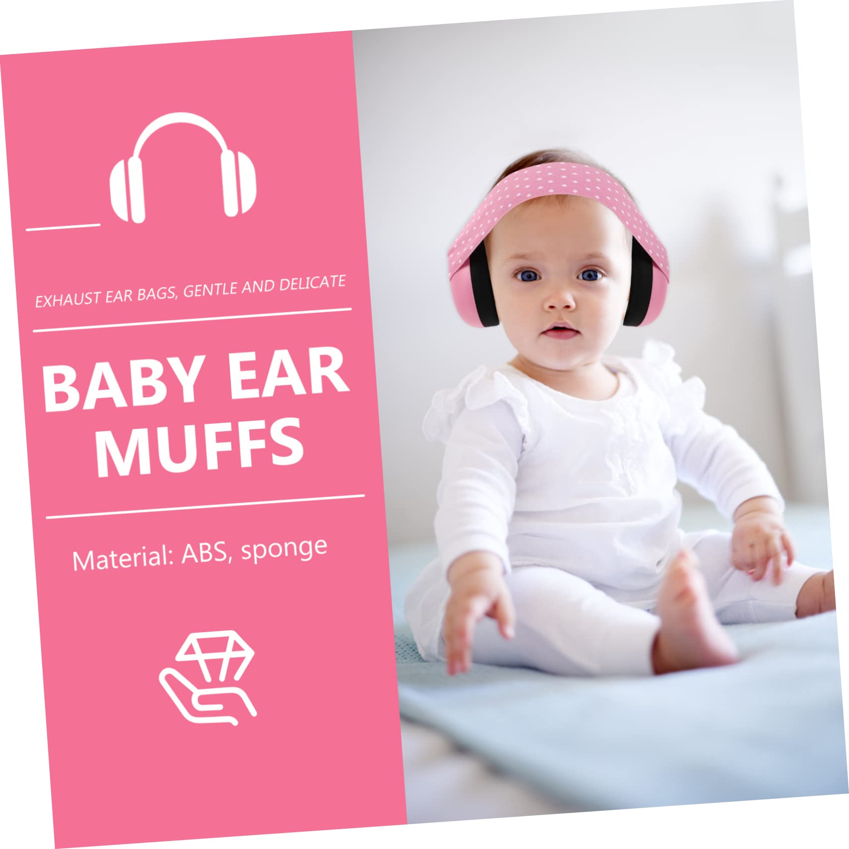 FAVOMOTO Noise Cancelling Noise Reduction Ear Muffs Noise Sound Reduction Ear Muffs Ear Headphones Hearing Protection For Pink Abs