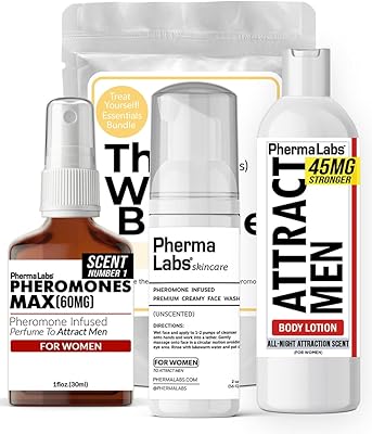 PhermaLabs Pheromone Perfume Essentials Bundle: Perfume, Unscented Face Wash and Body Lotion (3 items) - for Her [Attract Men]