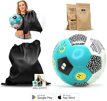 Freestyle Football & Bag - Size 5, Training Ball for Tricks | Textured freestyle football ball with grip for tricks and control. Includes SkillAddicts football tricks training app