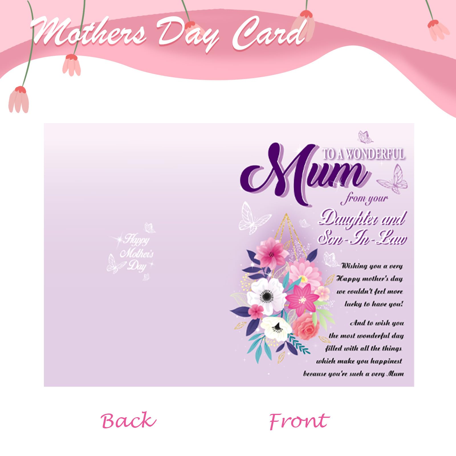 DPKOW Mother's Day Card and Keyring - Daughter and Son-In-Law Gift for Mummy, Mothers Day Card from Daughter and Son In Law - Image 4