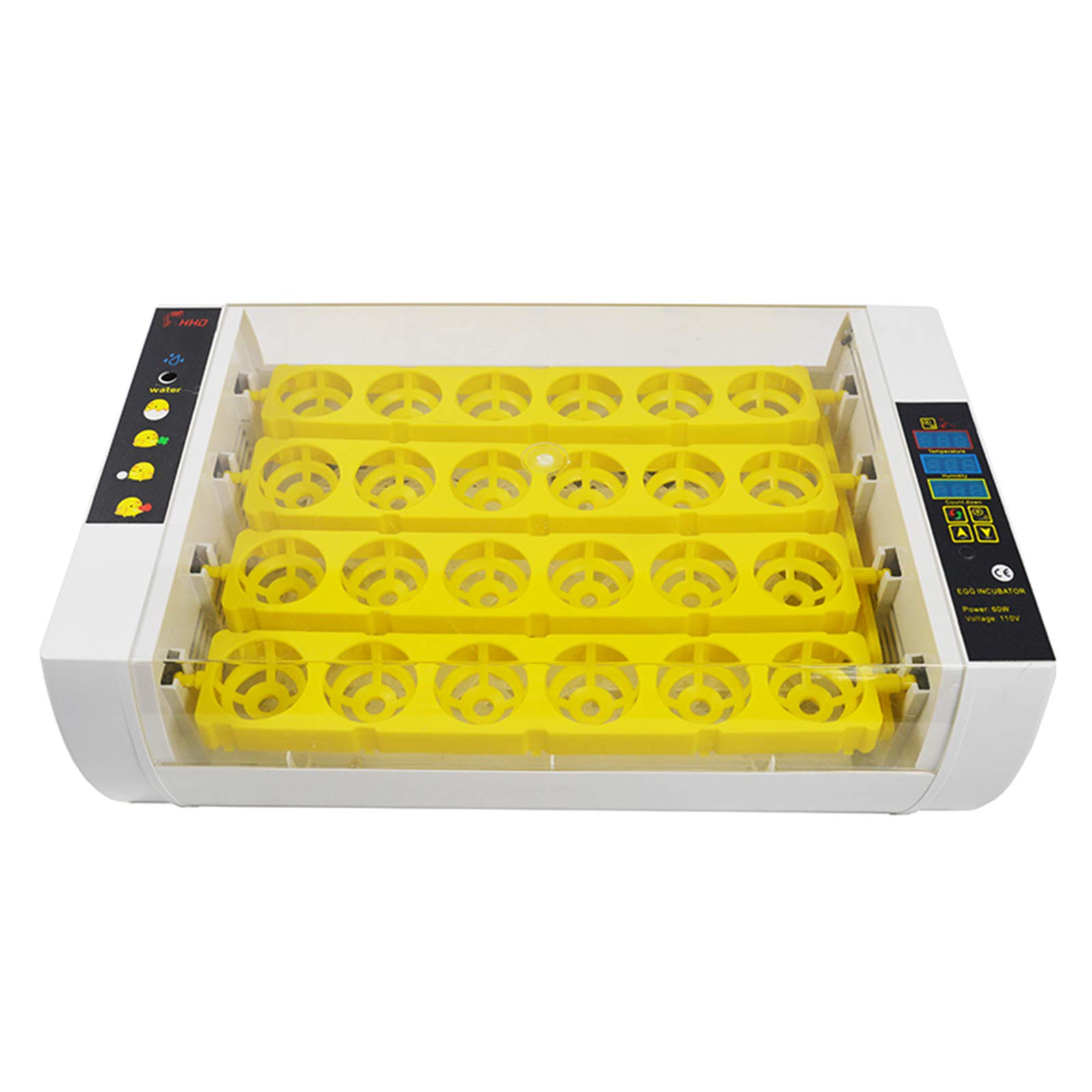 HayWHNKN Digital Egg Incubator Automatic Poultry Hatcher with Egg Turning and Humidity Display 24~96 Eggs 110V (24 Eggs)