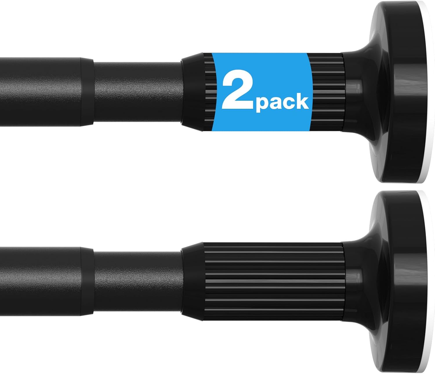 2 Pack Adjustable Spring Tension Curtain Rods, Fits 32"-90" Black | 1" Diameter Spring Loaded Curtain Rods No Drilling, Easy to Install, Tension Shower Rod for Bathroom Window Closet Doorway