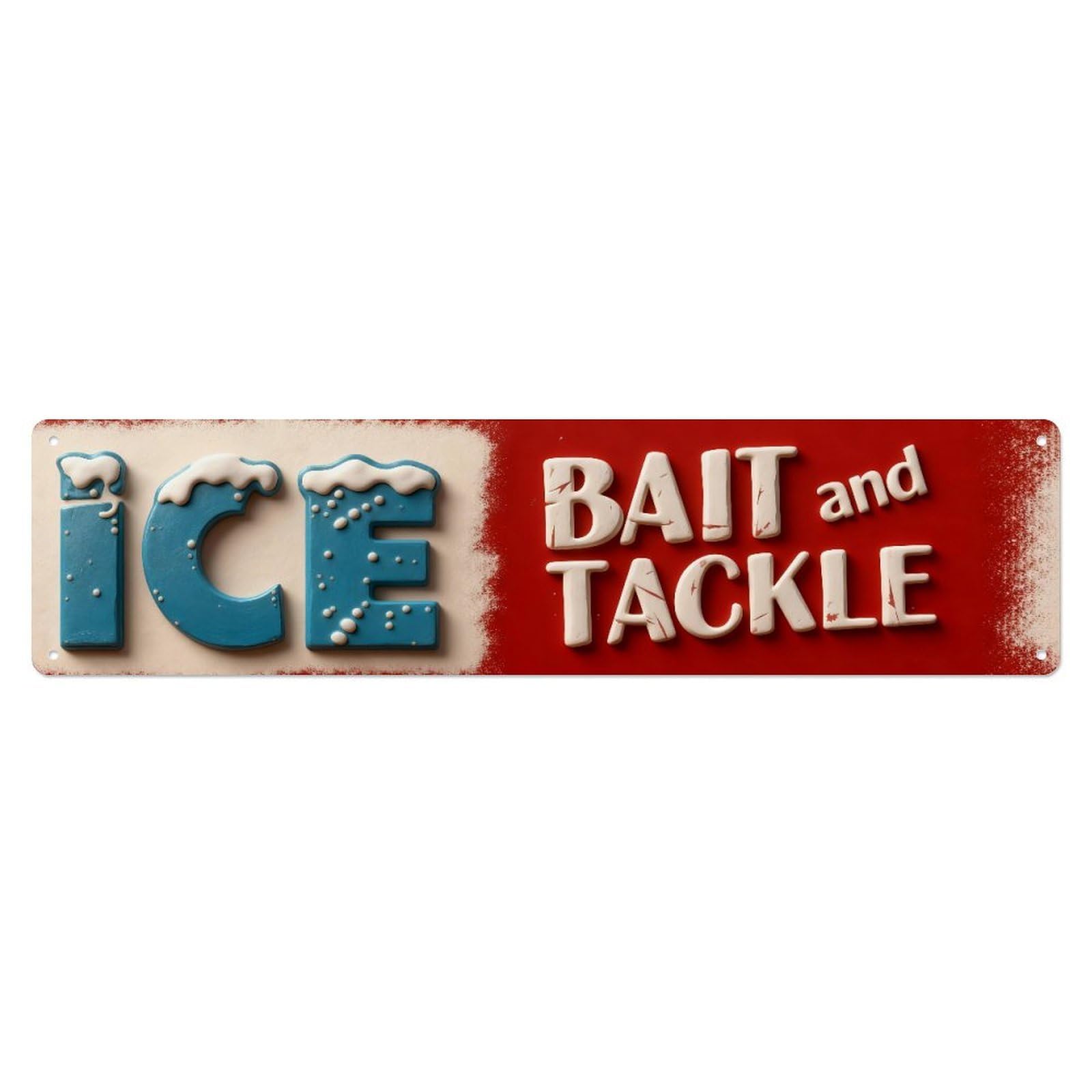 Ice Bait And Tackle Pattern Metal Tin Sign Plaque