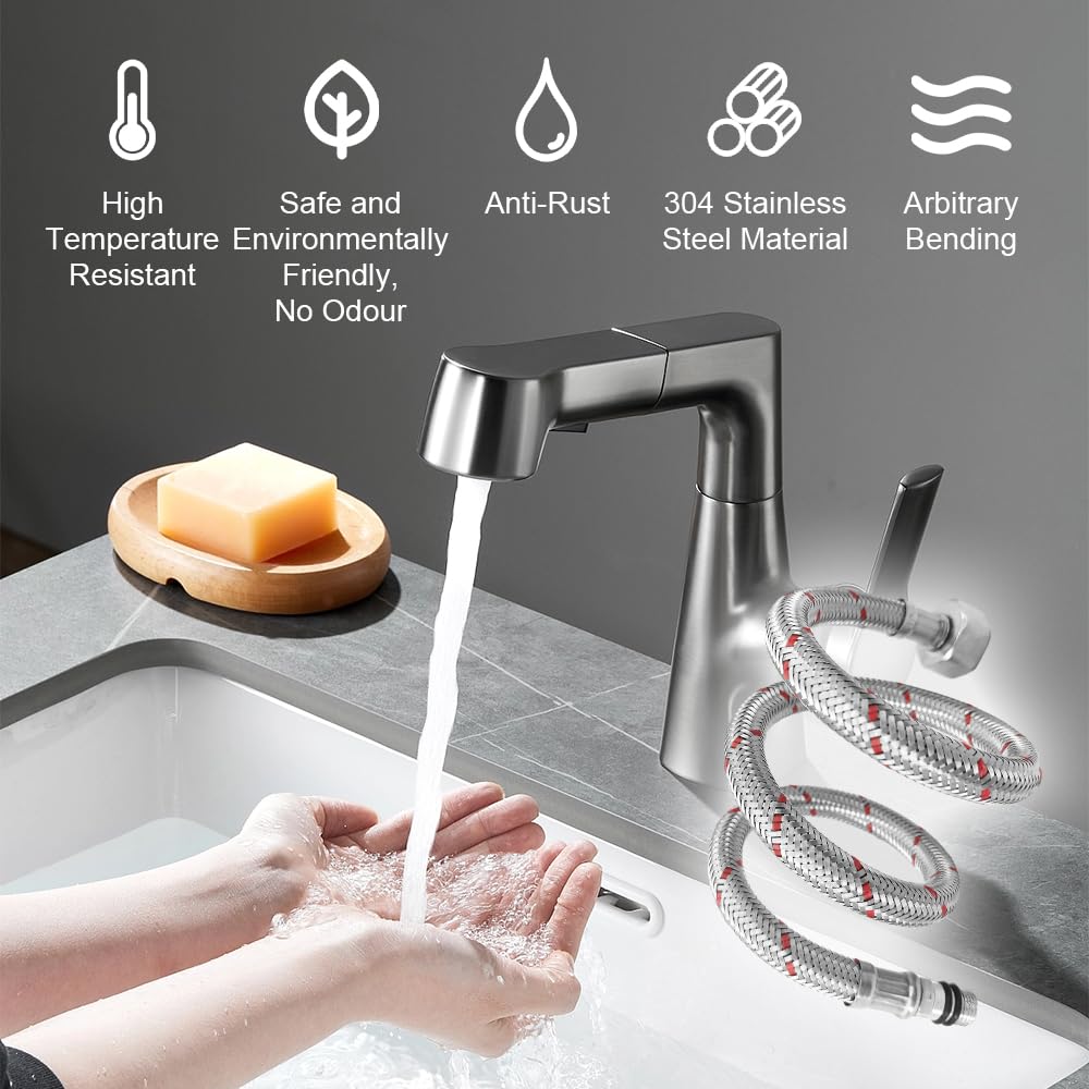 2 Pezzi Tubo di Collegamento per Rubinetto G3/8 X M10, Flessibili per Miscelatori 80 cm, Flessibile Rubinetto Cucina 3/8 Intrecciato in Acciaio Inox per Rubinetti Miscelatori, Doccia, Lavandino
