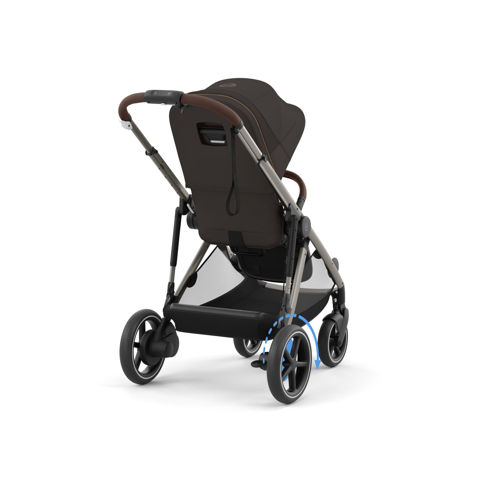 CYBEX Poussette Gold e-GAZELLE S, de la naissance à environ 4 ans, max. 22 kg (mode simple) / 2x 22 kg (mode duo), système tout-en-1 avec propulsion électrique et 20+ configurations, brun chocolat