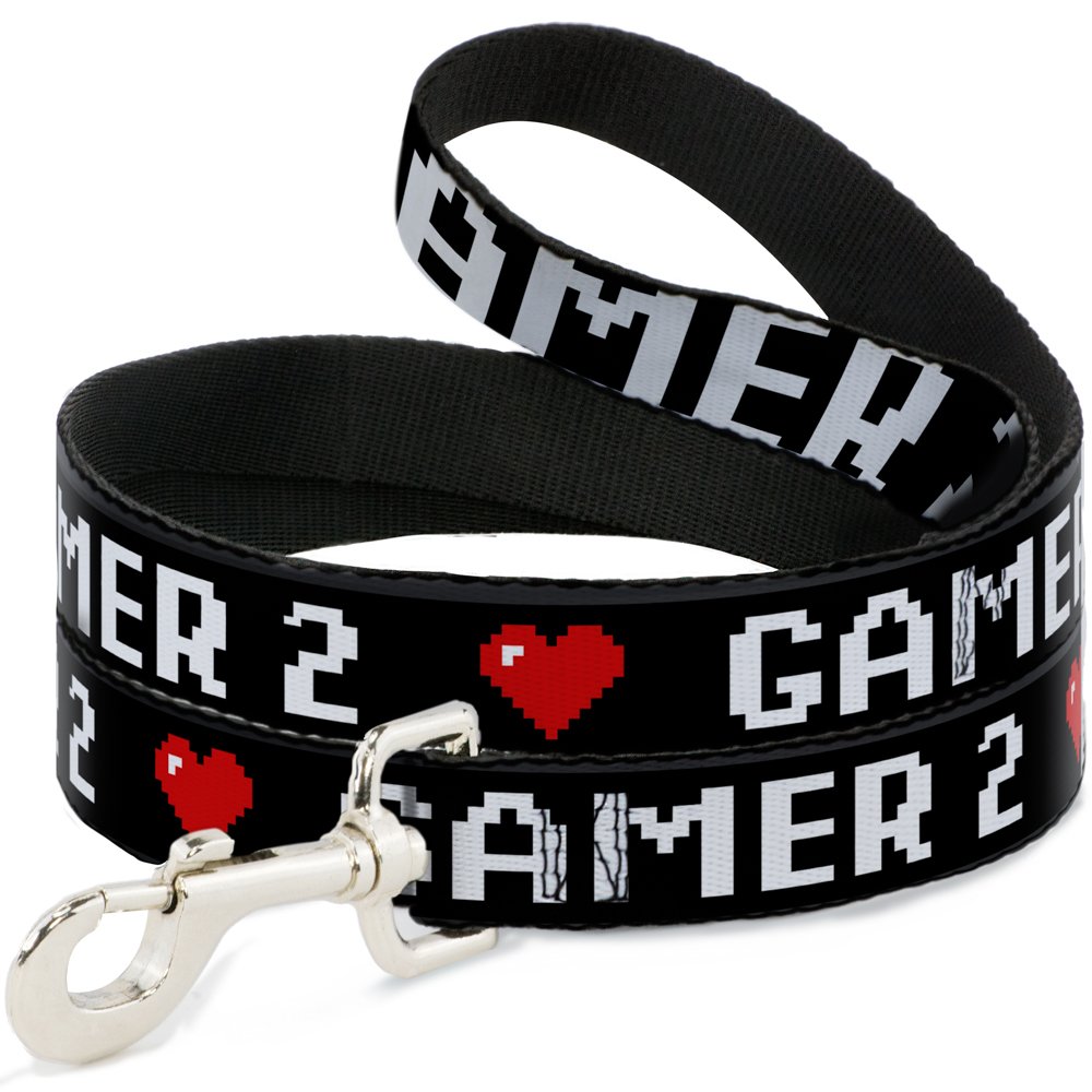 Laisse pour grand chien Buckle Down sangle large geek noir et rouge