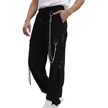 Kisswow Mens Cargo Pants for Men Joggers with Pockets Chain Y2k Tactical Pants