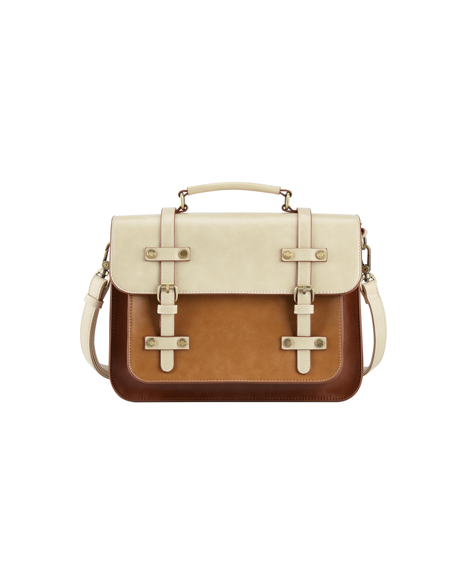 ECOSUSI 女性用ラップトップバッグ ヴィーガンレザー メッセンジャーバッグ ファッションブリーフケース バックパック 15.6インチ コンピューターサッチェルバッグ