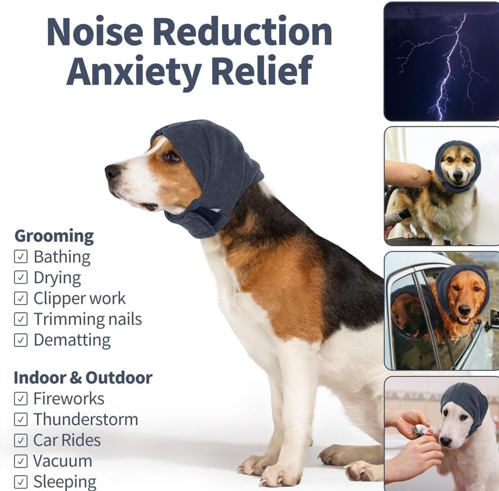 Copricapo Calmante Avvolgente Protettivo Orecchie Cani Antistress Traspirante Regolabile Fascia Elastica Animali Domestici