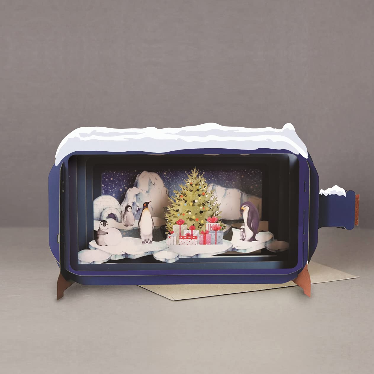 Message In A Bottle Xmas North Pole Pop Up Christmas Greeting Card Alljoy Cards XMIB055, grey, 24cm x 15cm - Image 4