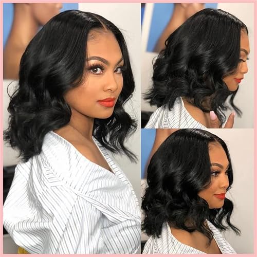 13x4 Body Wave Lace Front Wigs Pre Plucked with Baby Hair for Black Women 150 Density 13X4 HD Lace Frontal Wigs Human Hair Glueless Brazilian Virgin Hair 12 inch Human Hair Wigs Natural Color Soft