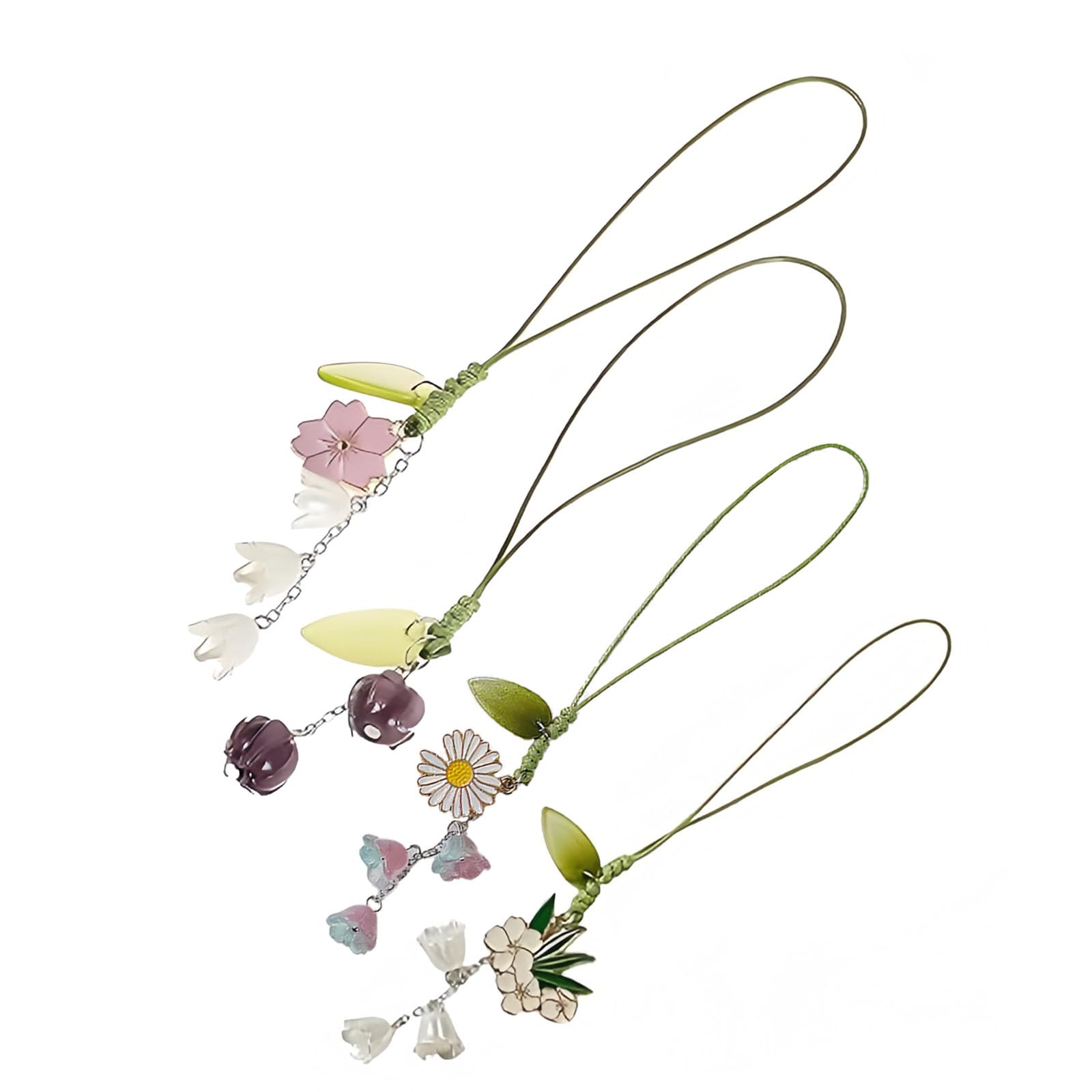 4Pcs Phone Charm, Floral Phone Charms for Girls, Cute Mobile Accessories with Daisy and Bouquet Design, Bag Charm for Phone Case, Stylish Keychain Aesthetic for Teens and Women-image-34