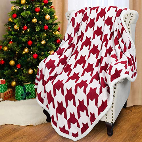 Catalonia Houndstooth Sherpa Fleece Throw Blanket, Cozy Fuzzy Jacquard Blanket For The Couch Bed | Fluffy Comfy Warm Heavy Throws | Comfort Caring Gift, 50X60 Inches #TOP4