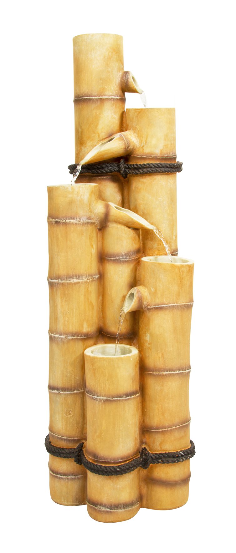 Primrose Cream White 88Cm White Ginko Bamboo Effect Cascade 4 Tier Outdoor Water Feature Self Contained Cascading Fountain
