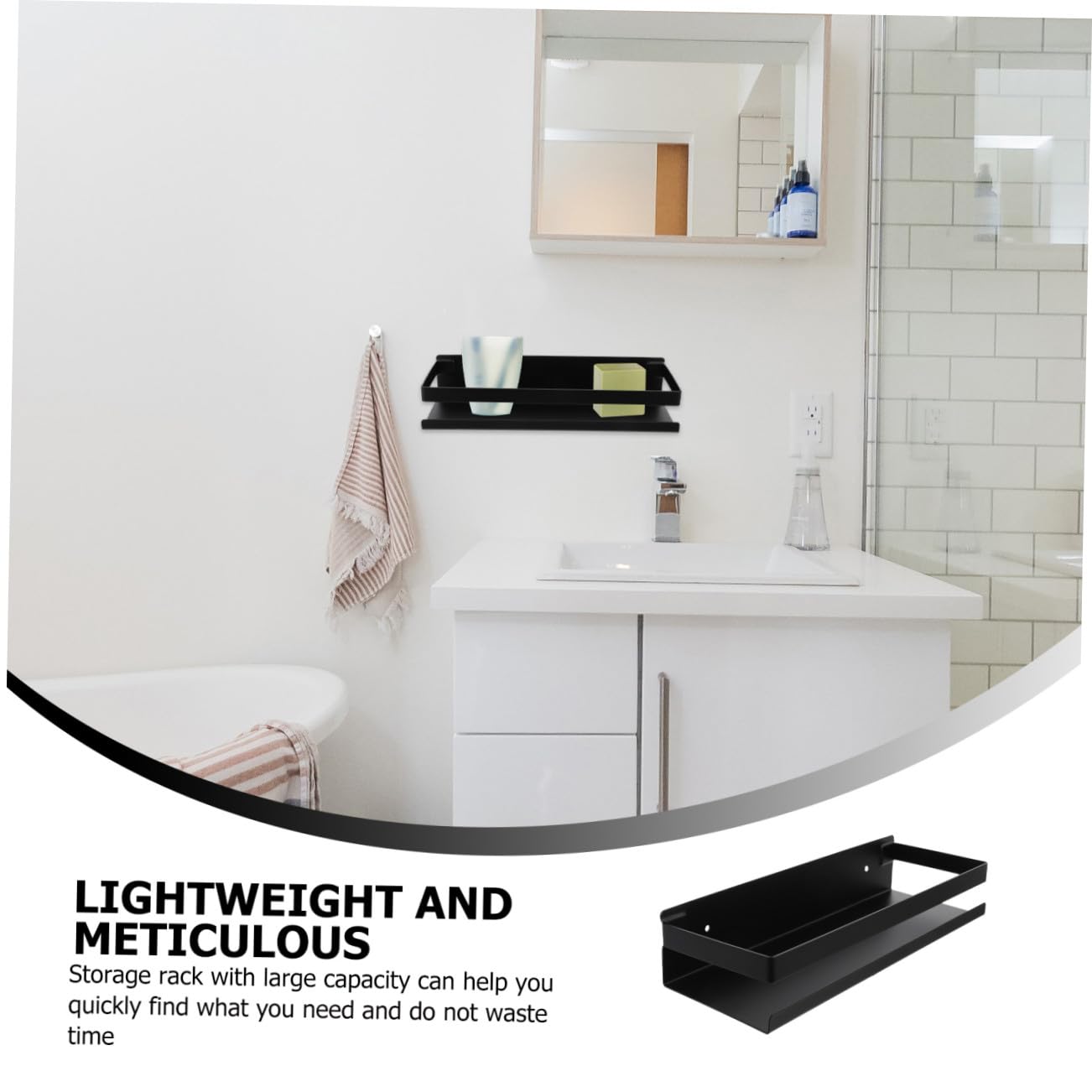 Cabilock Estante Flotante de Ducha Organizador de Almacenamiento de Baño para Champú Acondicionador Estante de Acero Inoxidable Montado en La Pared Estantes