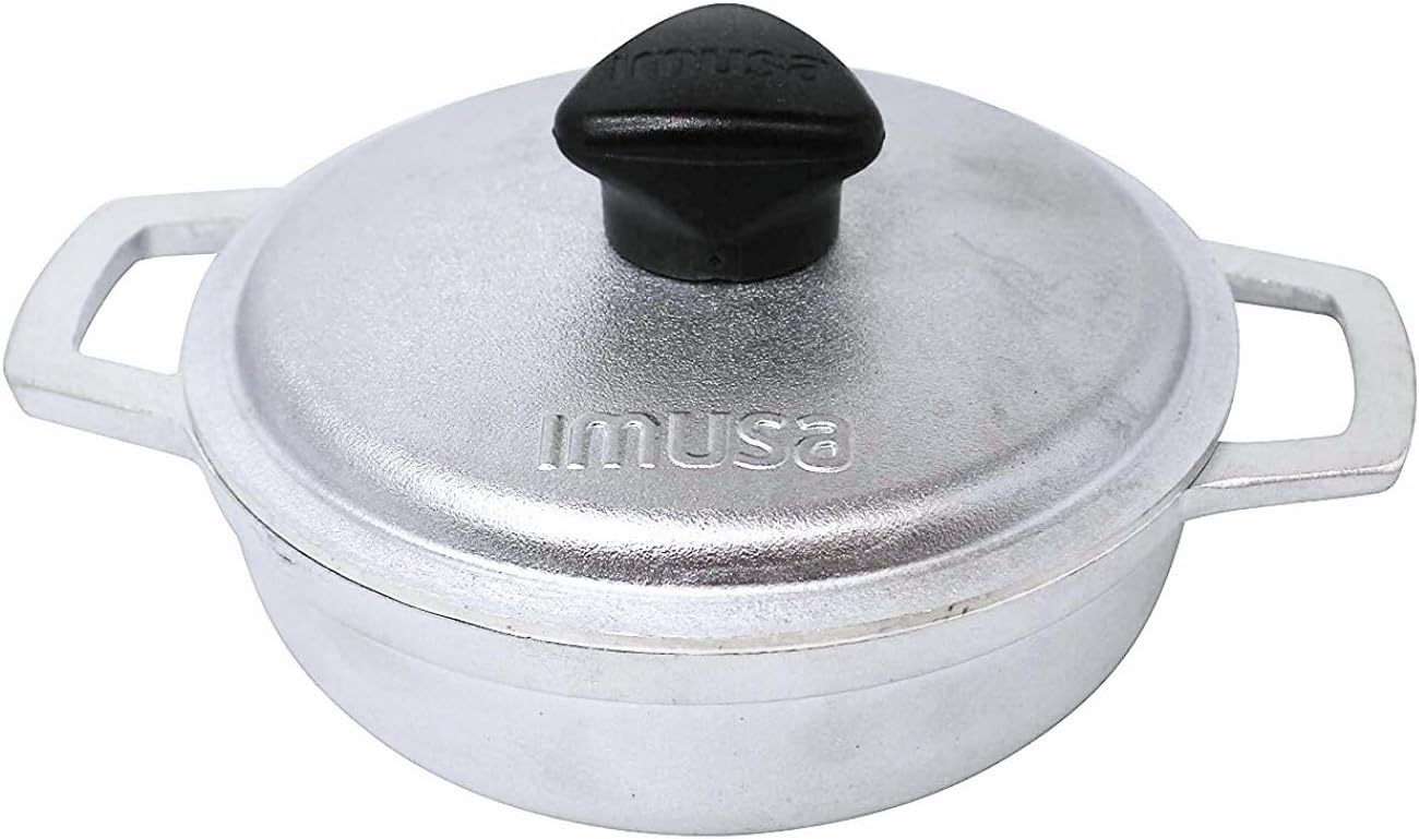 0.5Qt Mini Cast Aluminum Traditional Caldero Set with Lid,Silver