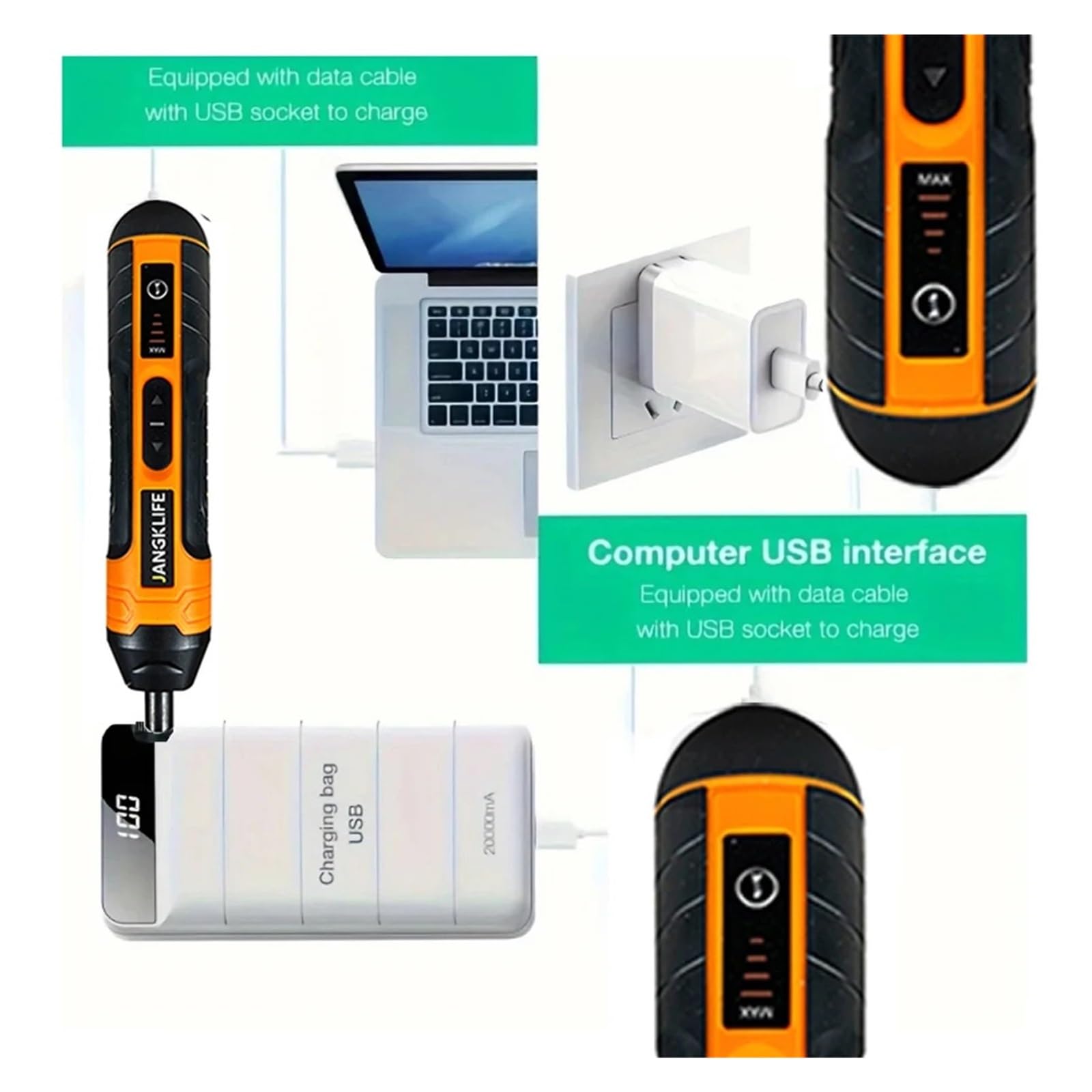Set Di Utensili Elettrici Da 3,6 V For Cacciavite Elettrico A Batteria Ricaricabile Con Al Litio 1300 MAh Senza Sforzo Per Vari Lavori Riparazione(B- 38PCS)