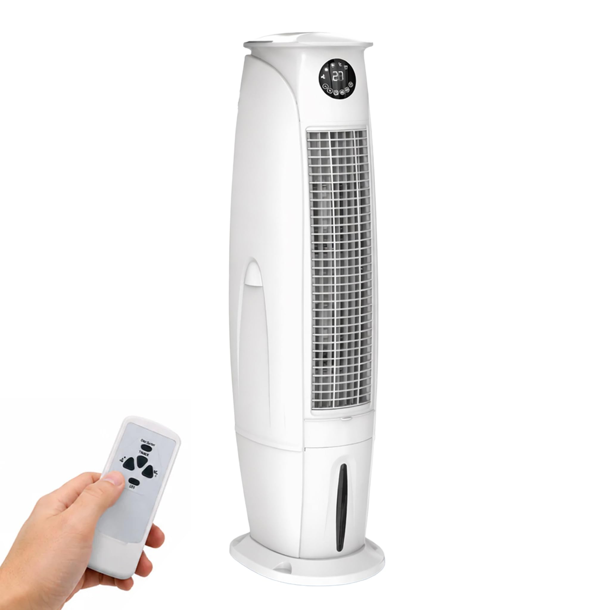 Raffrescatore Evaporativo H174cm ad Acqua 5000 m³/h, Serbatoio 40L con Vano Ghiaccio, Telecomando e Timer, Ventilatore Centrifugo 350W, Oscillazione Automatica Destra/Sinistra e Alto/Basso