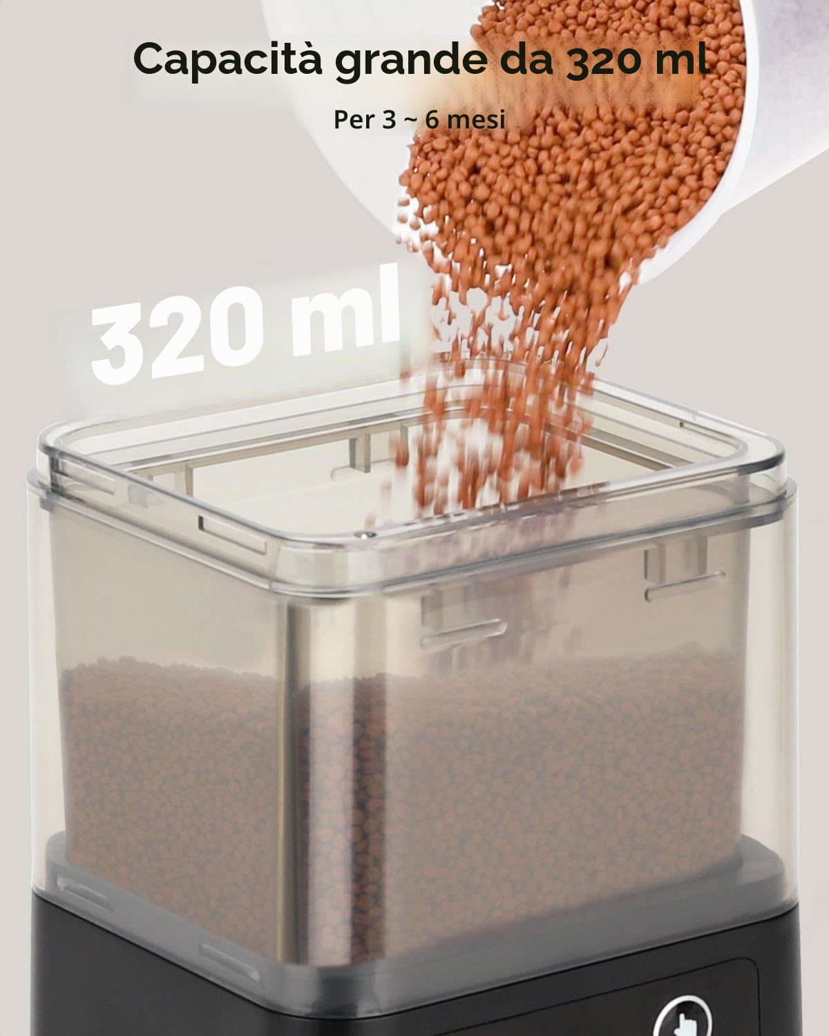 Mangiatoia automatica acquario pesci 200ml tre modalità alimentazione temporizzata