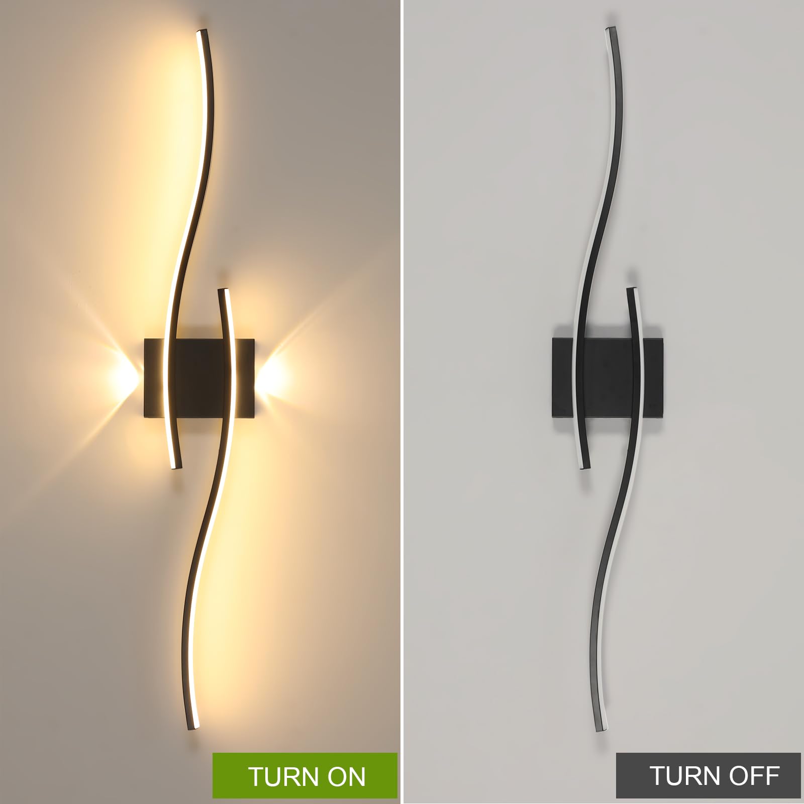 Goeco Applique da Parete Interno Dimmerabile 89CM 29W 3250LM Nero | 3000K-6500K Lampada da Parete LED con Telecomando Illuminazione Lunga con Funzione Memoria per Soggiorno Camera da Letto