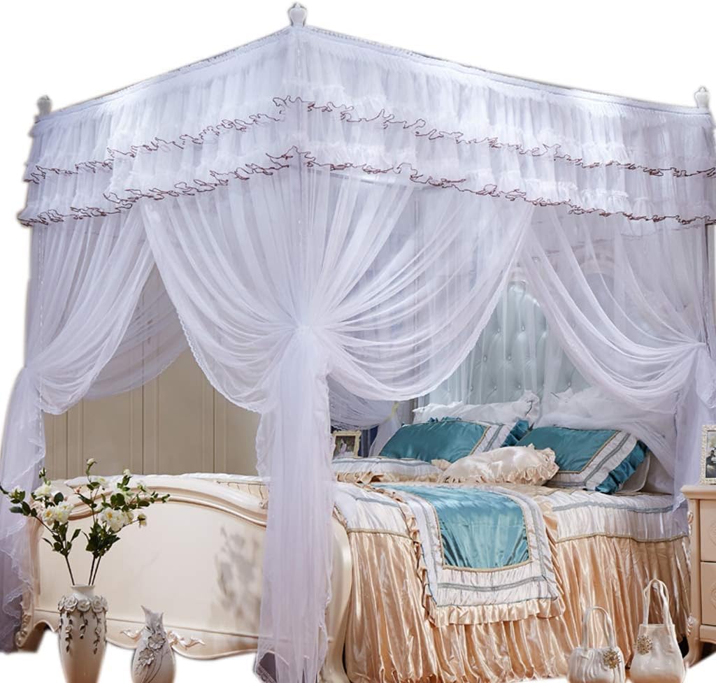 Großes Moskitonetz-Baldachin Fürs Bett – Einfache Montage, 3 Öffnungen, Perfekt Für Tagesbetten, Hochzeiten Und Als Dekoration Für Zuhause Paare White Queen